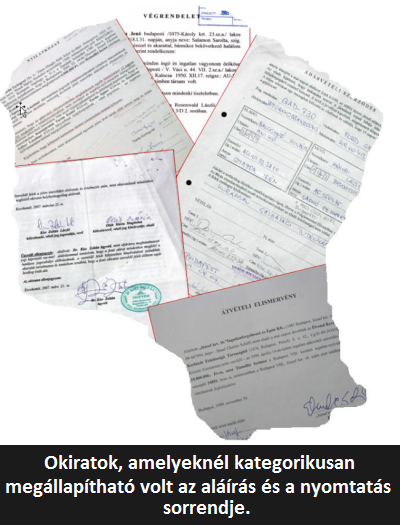 Okiratok, amelyeknél kategorikusan megállapítható volt az aláírás és a nyomtatás sorrendje